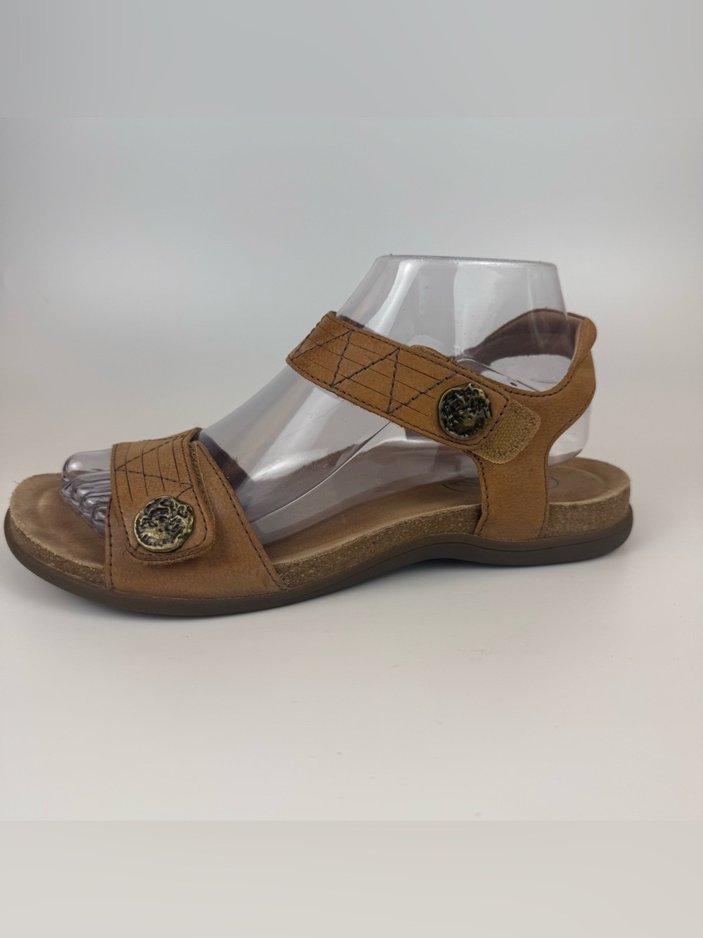 Taos Pioneer Stone Leather Sandals Women’s Size 8 Memory Foam Comfort